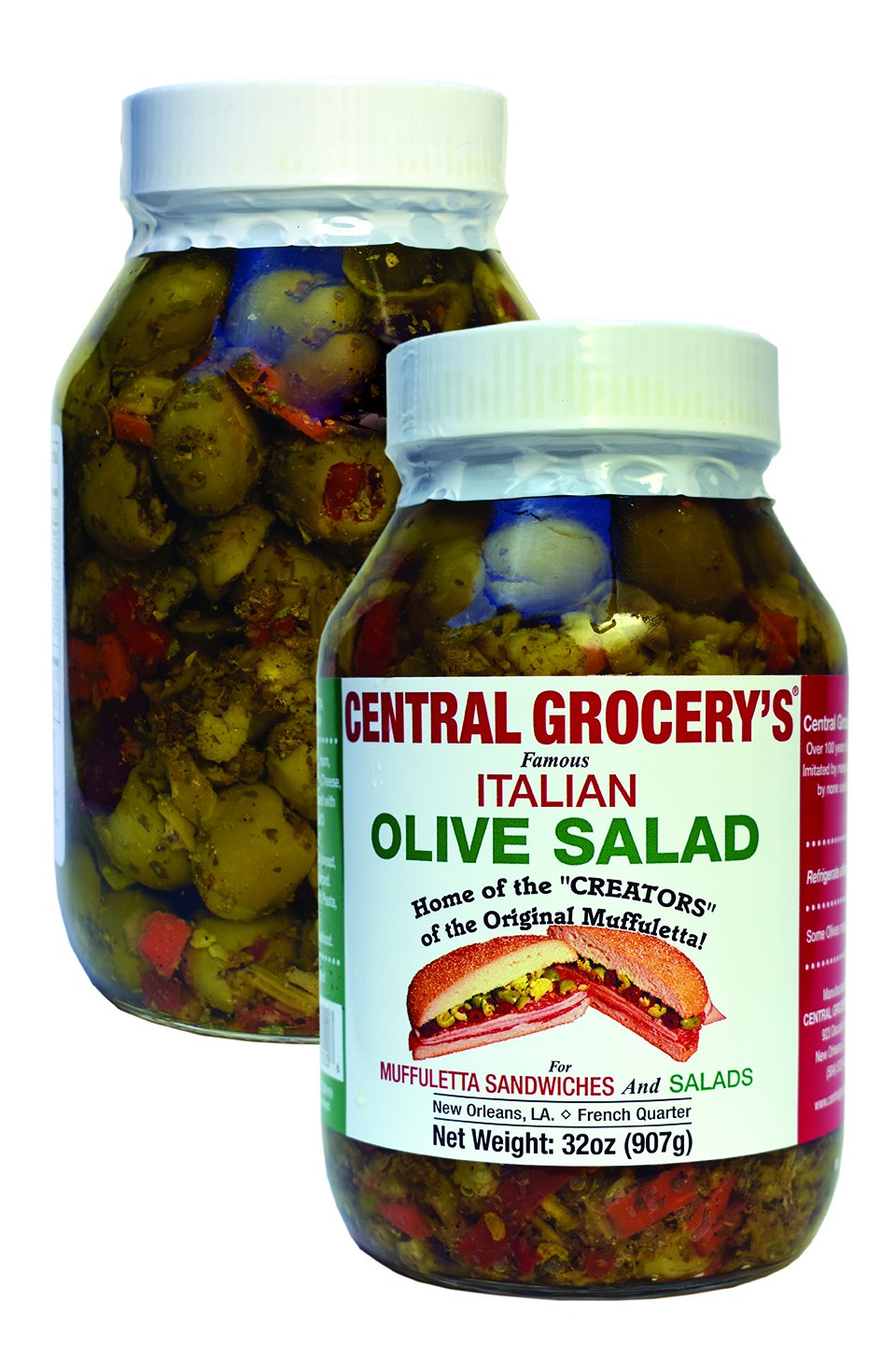 Central Grocery Olive Salad - 32 Oz (Pack Of 1) Perfect For Muffulettas, Sandwiches, Pizza Toppings, Pastas, Hot Dog Topper, Sal