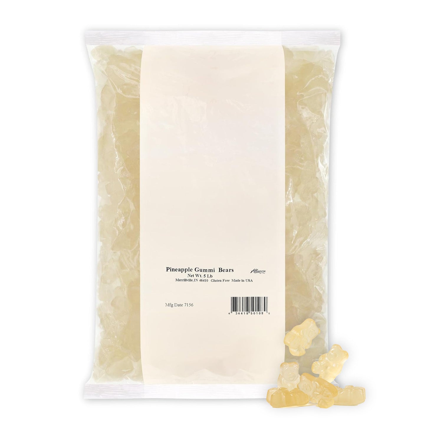 Albanese Worlds Best Pineapple Gummi Bears | 5lbs of Candy | Gluten Free, Fat Free, Soft and Chewy Gummy Bears | Perfect for Bi