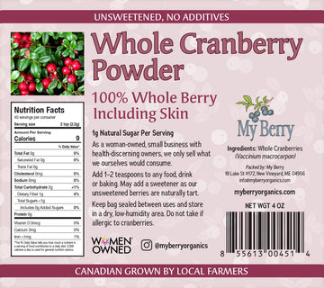 Unsweetened Cranberry Powder | No Additives | Grown in North America | 1g Natural Sugar Per Serving | Woman-Owned Small Business