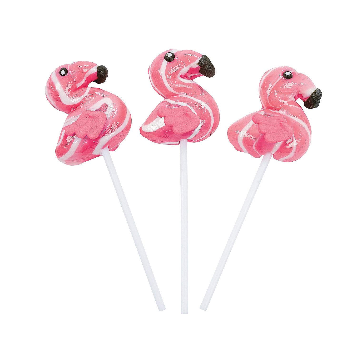 Pink Flamingo Swirl Lollipop Suckers. (12 Individually Wrapped Candies) Party Candy And Favor Supplies