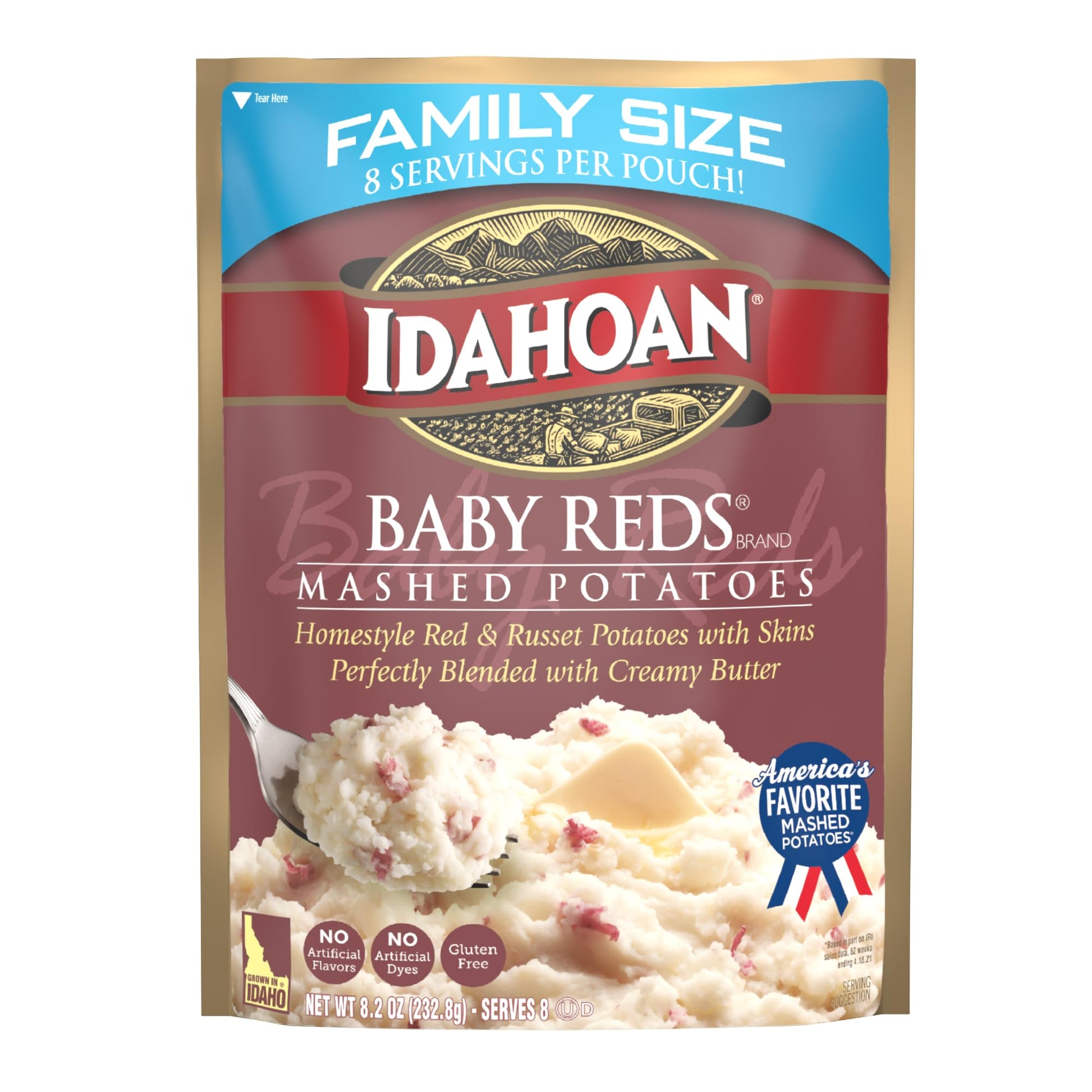 Idahoan Baby Reds Mashed Potatoes Family Size, 8.2 oz (Pack of 8)