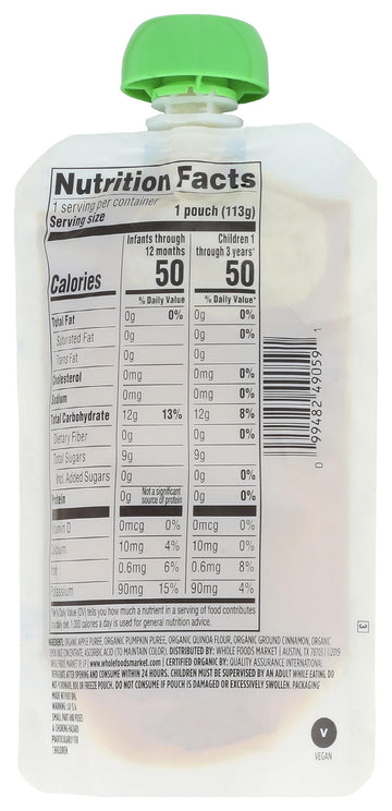365 By Whole Foods Market, Organic Baby Food, Apple Pumpkin With Quinoa & Cinnamon, 4 Ounce