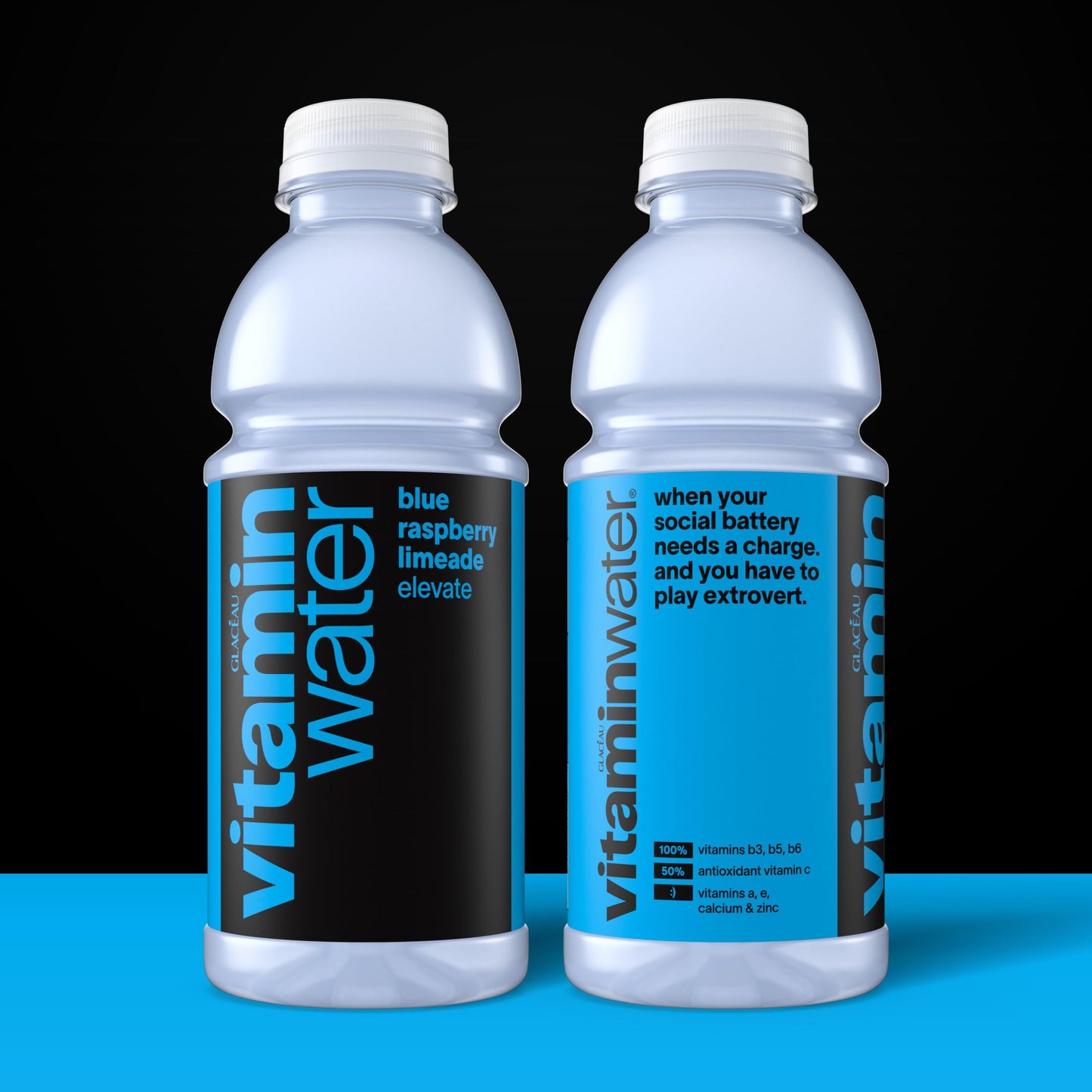 vitaminwater Elevate Blue Raspberry Limeade, 20 fl oz (Pack of 12)