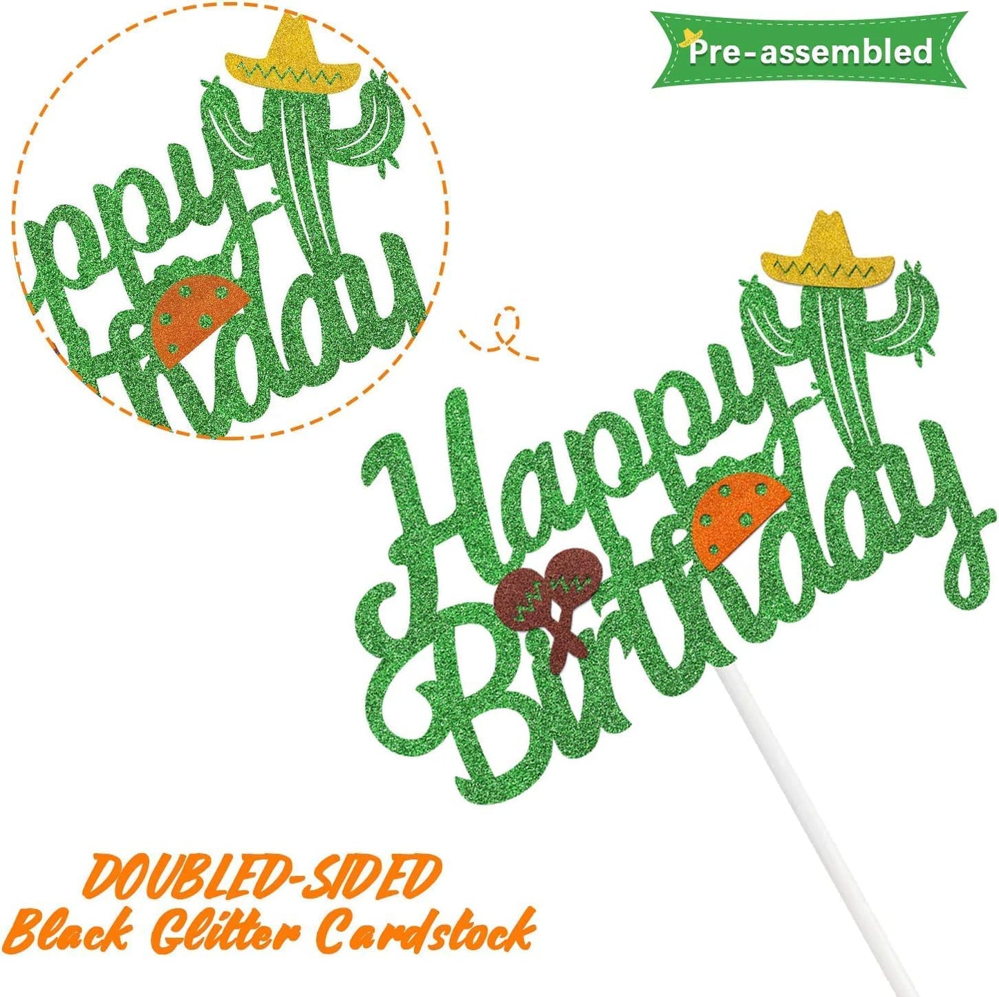 Feliz Cumpleaos Fiesta Cake Topper Mexican Themed Birthday Supplies Happy Birthday Fiesta Party Decorations With Cactus Taco And