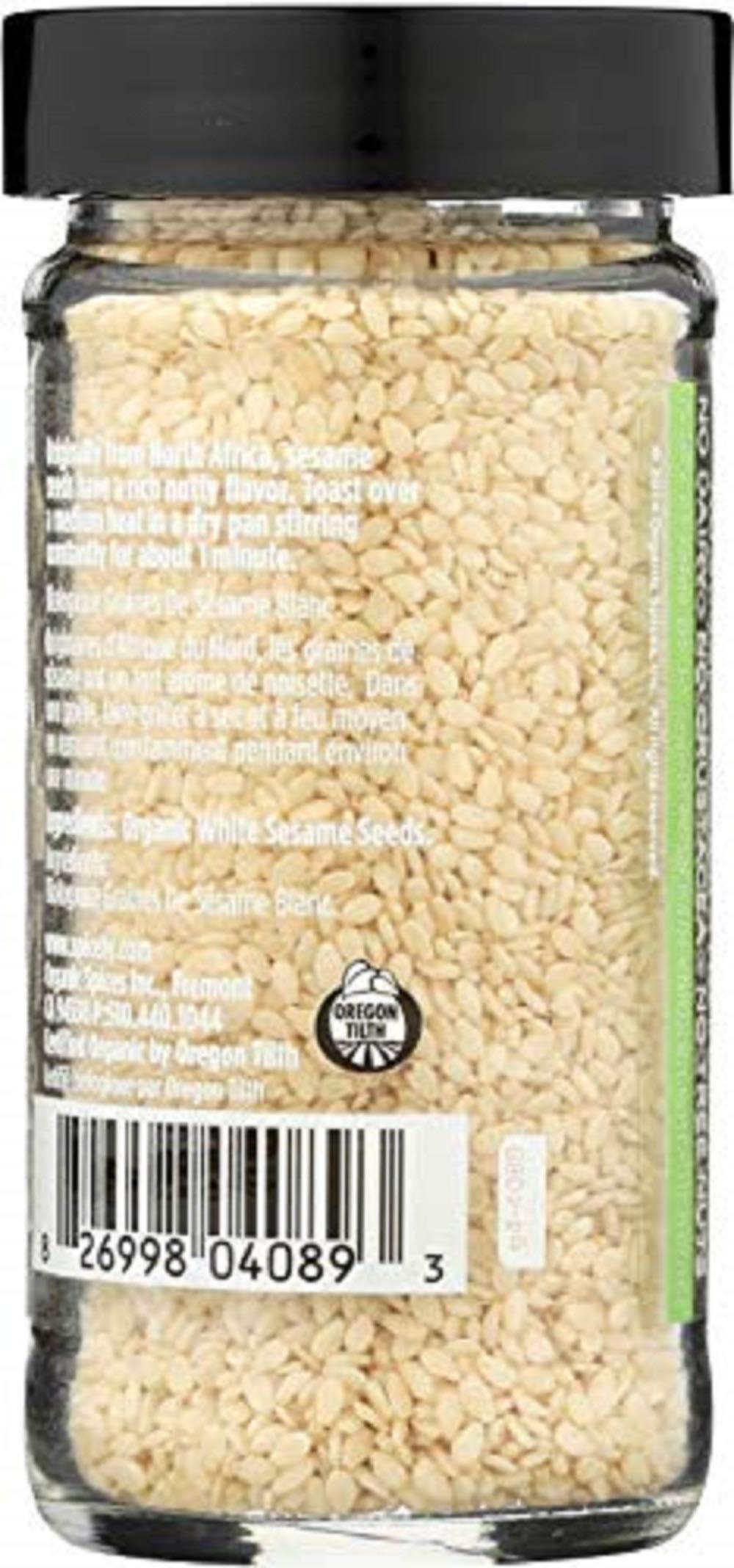 Spicely Organic Sesame Seeds White Whole 2.00 Ounce Jar Certified Gluten Free