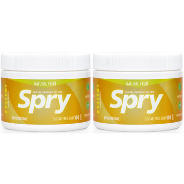 Spry Fresh Natural Xylitol Chewing Gum Dental Defense System Aspartame-Free Sugar Free Gum (Fresh Fruit, 100 Count - Pack Of 2)