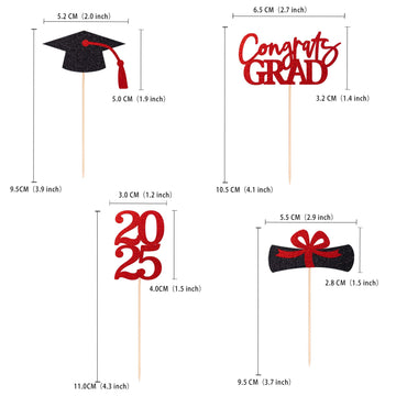 Class Of 2025 Graduation Decoration Party Cupcake Toppers, Double-Sided Grad Cap Cake Toppers For Graduation Party Supplies 2025