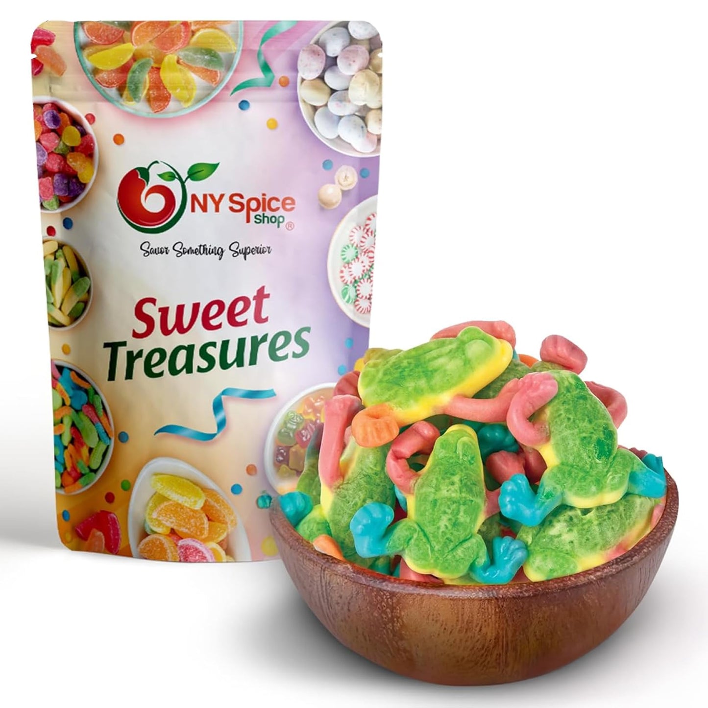 NY Spice Shop Gummy Rainforest Frog Candy - 1 Pound Edible Frog Shaped Gummies for Parties & Events - Fun Assorted Chewy Gummy C