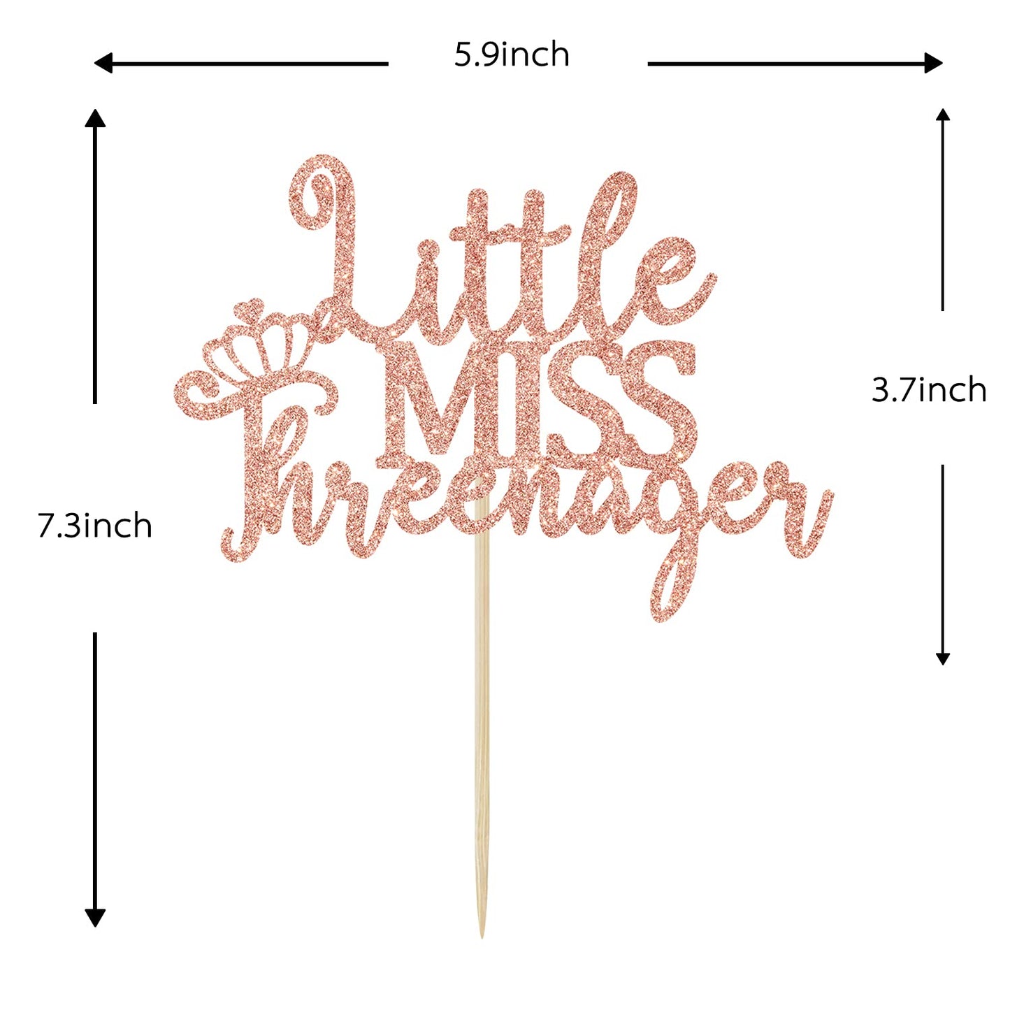 Colorfulparty Rose Gold Little Miss Threenager Cake Topper - Happy 3Rd Birthday Cake Decor - Cheers To 3 Years, Girls 3Rd Birthd