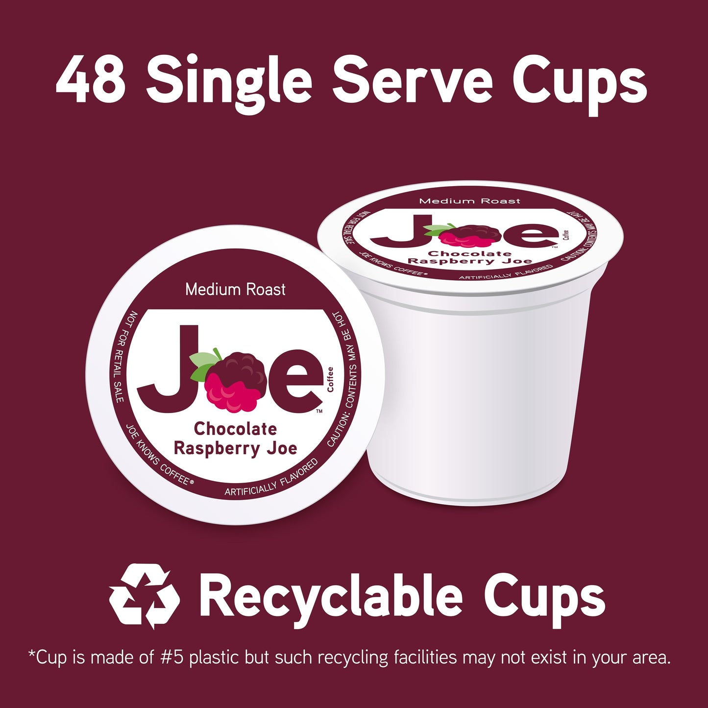 Joe Knows Coffee Single Serve Pods, Chocolate Raspberry Flavor, 48 Count