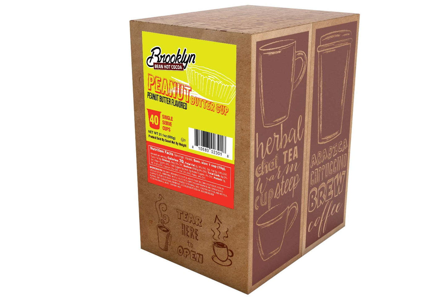 Brooklyn Beans Peanut Butter Chocolate Hot Cocoa Pods  Compatible with 2.0 K-Cup malt-inspired  40 Count