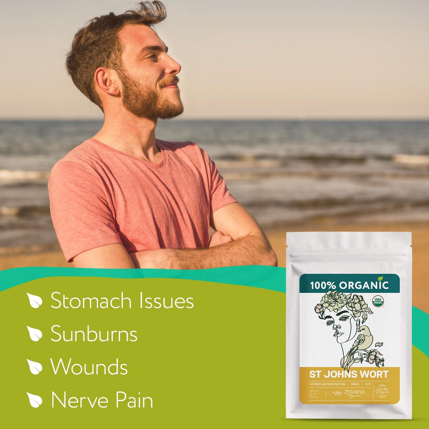 Organic St Johns Wort Herb (4 oz.) - 100% Pure Dried Saint Johns Wort Tea - Te de Hierba de San Juan Organica