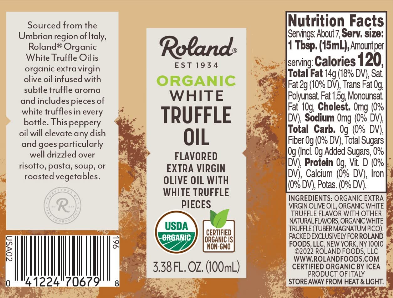 Roland Foods Organic White Truffle Flavored Extra Virgin Olive Oil With White Truffle