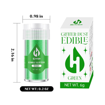 Green Edible Glitter For Cocktails - 6G Green Luster Dust Edible Drink Glitter Food Grade Metallic Shimmer Powder Sprinkles For