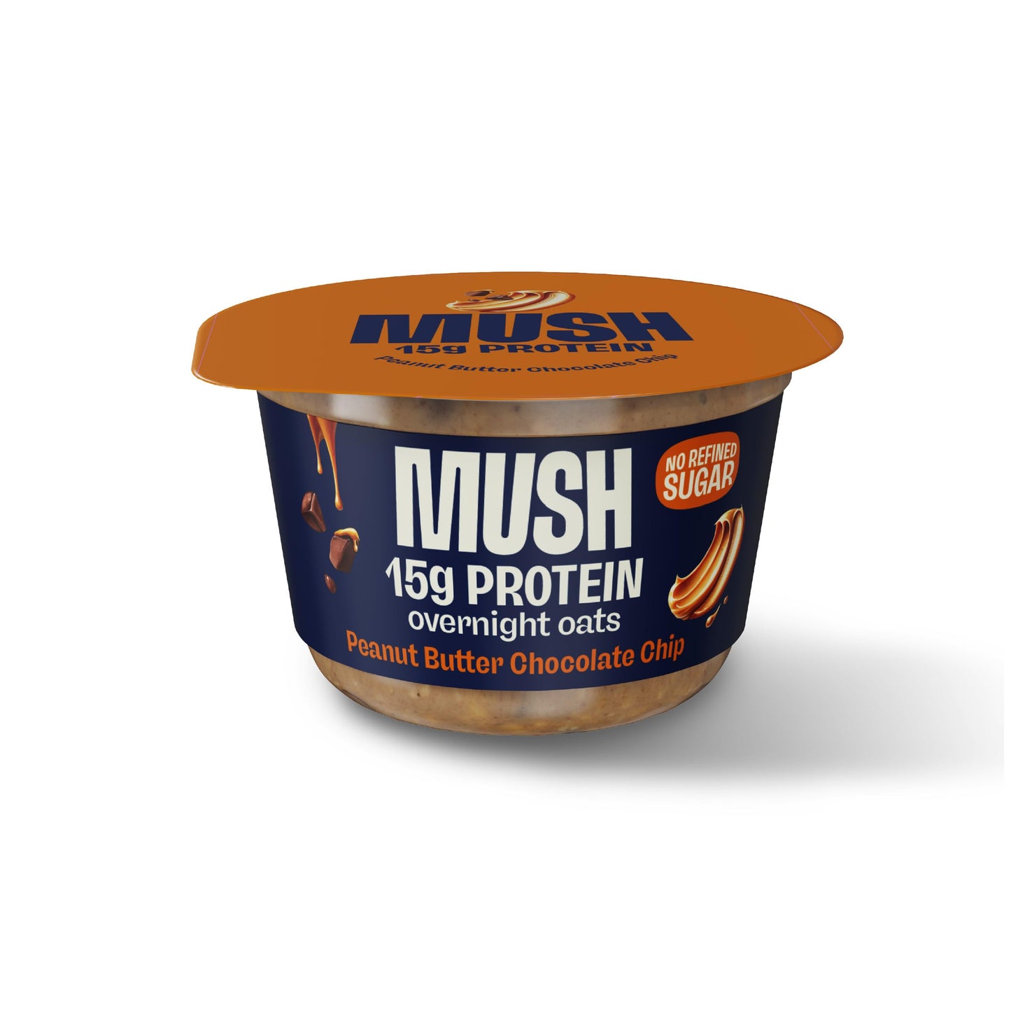 MUSH Overnight Oats - Peanut Butter Chocolate Chip Protein - 15g Protein, Good Source of Fiber, Non-GMO, Dairy Free, Gluten Free