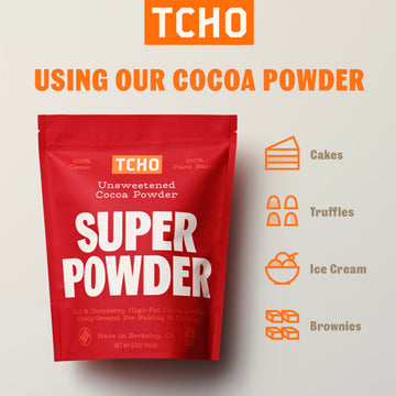 Tcho Cocoa Powder (3 Pack) Unsweetened, Zero Sugar, 100% Plant Based Cocoa Powder, Vegan, Kosher, Non-Gmo, Non-Dairy, Unsweetene