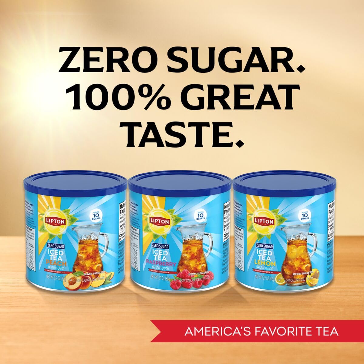 Lipton Zero Sugar Iced Tea Mix  Peach Flavor Black Iced Tea  Makes 10 Quarts