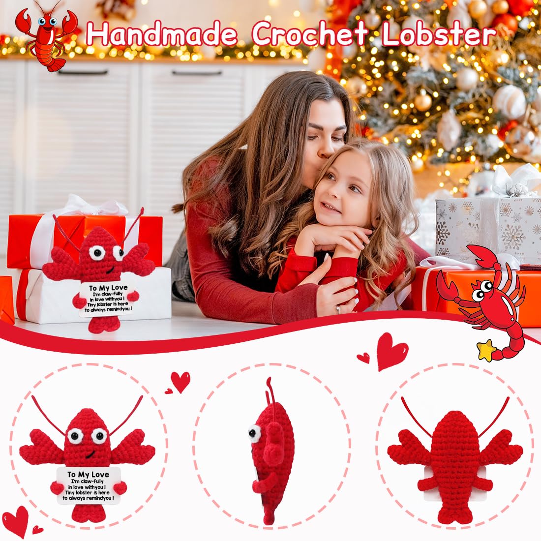 Royid Crochet Lobster Gift for Him/Her, Red, Polyester, Perfect for Birthdays and Anniversaries