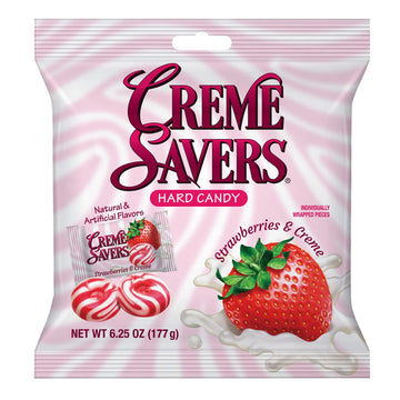 Creme Savers Strawberries And Creme Hard Candy | The Taste Of Fresh Strawberries Swirled In Rich Cream | The Original Classic Br