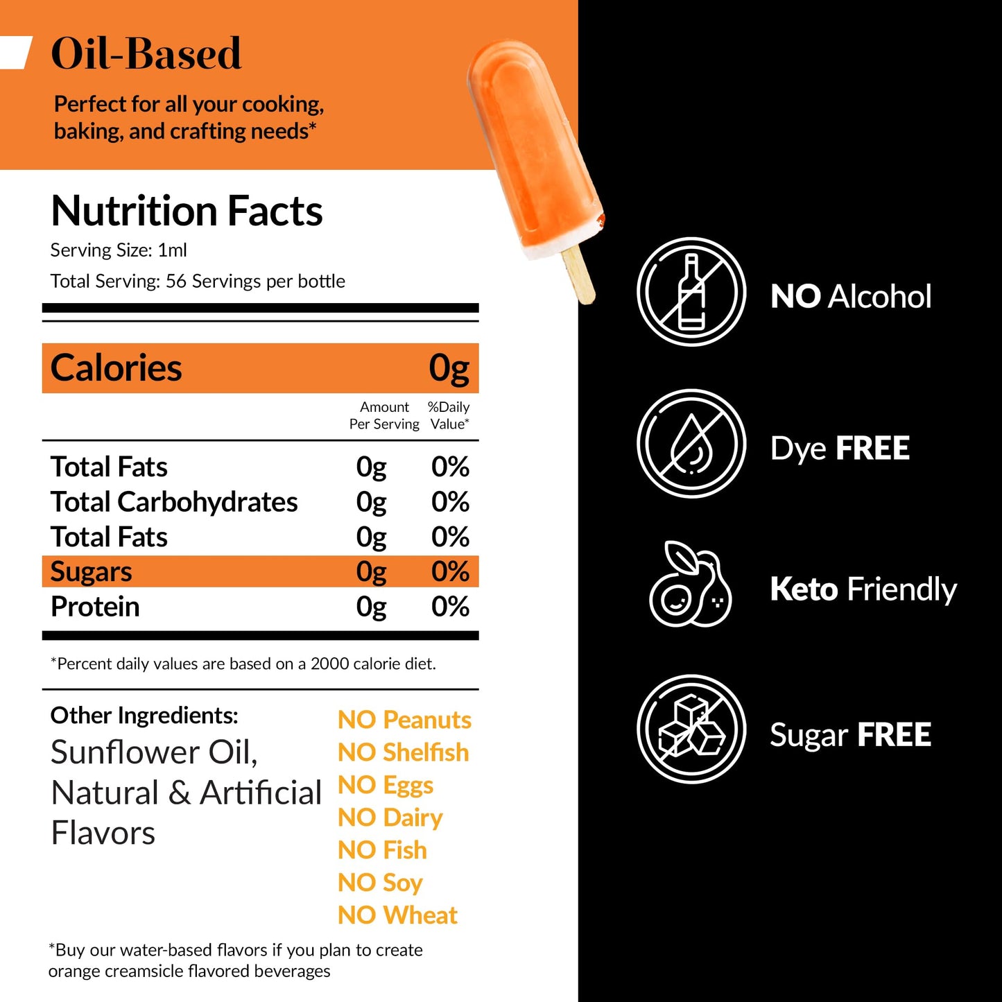 Dolce Flav Orange Creamsicle Extract, 2 Oz Oil-Soluble, Kosher, Sugar-Free Flavor for Candy, Chocolates & Desserts