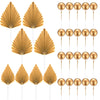 20 Pcs Gold Balls Cake Toppers, 8 Pcs Gold Palm Leaves Cake Decorations, Foam Balls Paper Palm Leaf Cake Toppers Insert Decorati