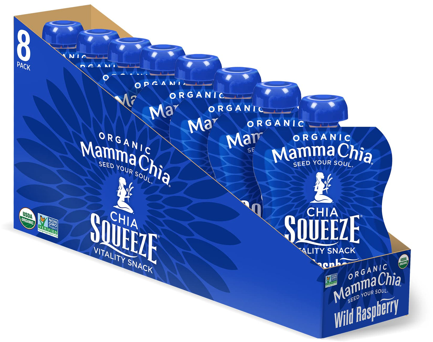 Mammachia Chia Squeeze Wild Raspberry Vitality Snack, Vegan Friendly, Kosher, USDA Certified Organic, Gluten Free & Non-GMO, 3.5