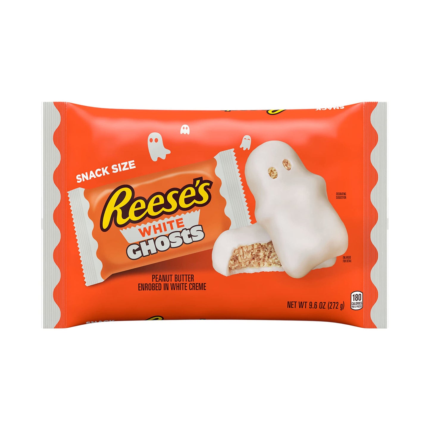 REESES White Creme Peanut Butter Snack Size White Ghosts, Halloween Candy Bag, 9.6 oz