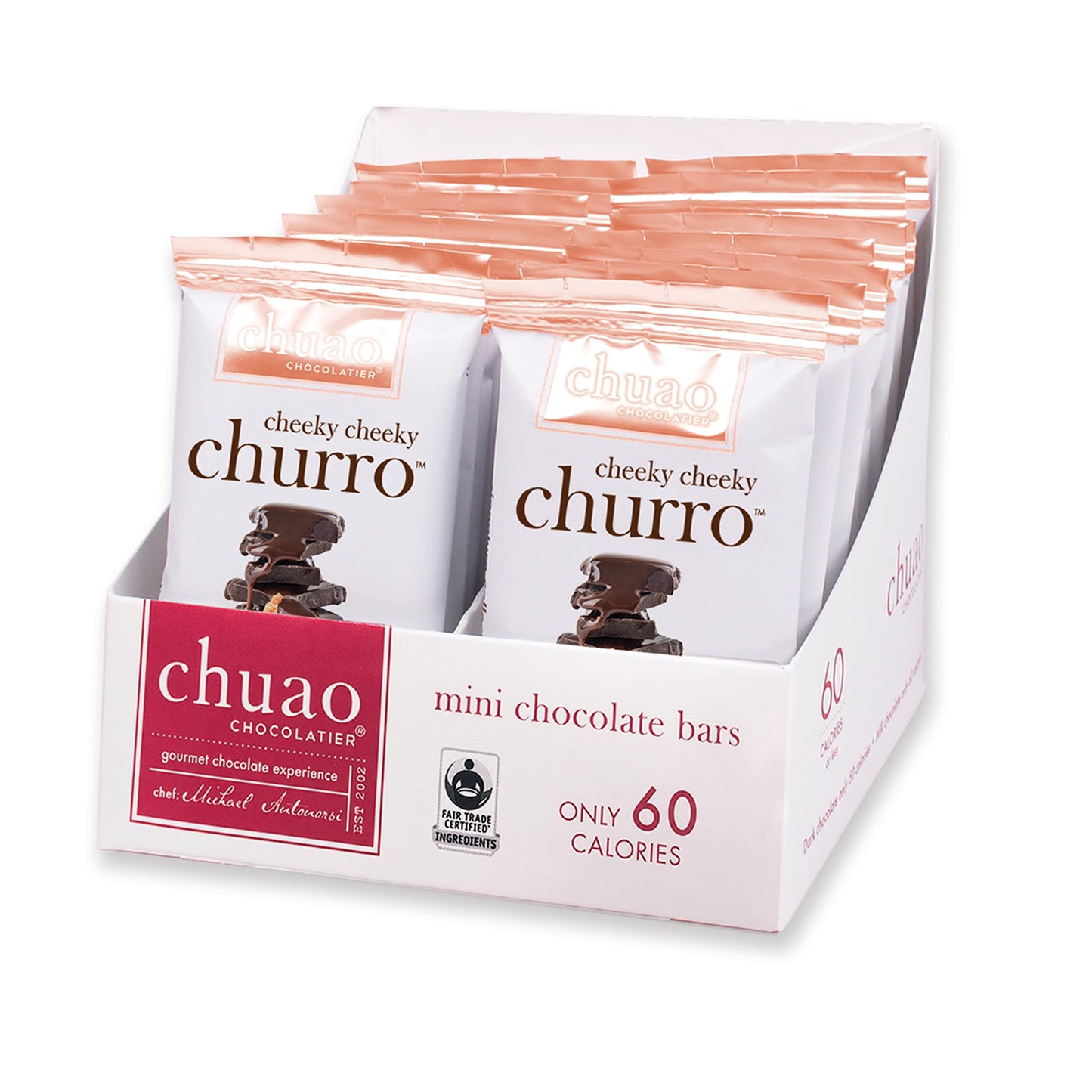 Chuao Chocolatier Cheeky Cheeky Churro Dark Chocolate Mini Bars | Gourmet Cinnamon Chocolate Artisan European No Preservatives | For Gift Baskets, Christmas, Valentines Day, Gifts For Women, Men, Birthday, Thank You, Care Package | 24 Pack