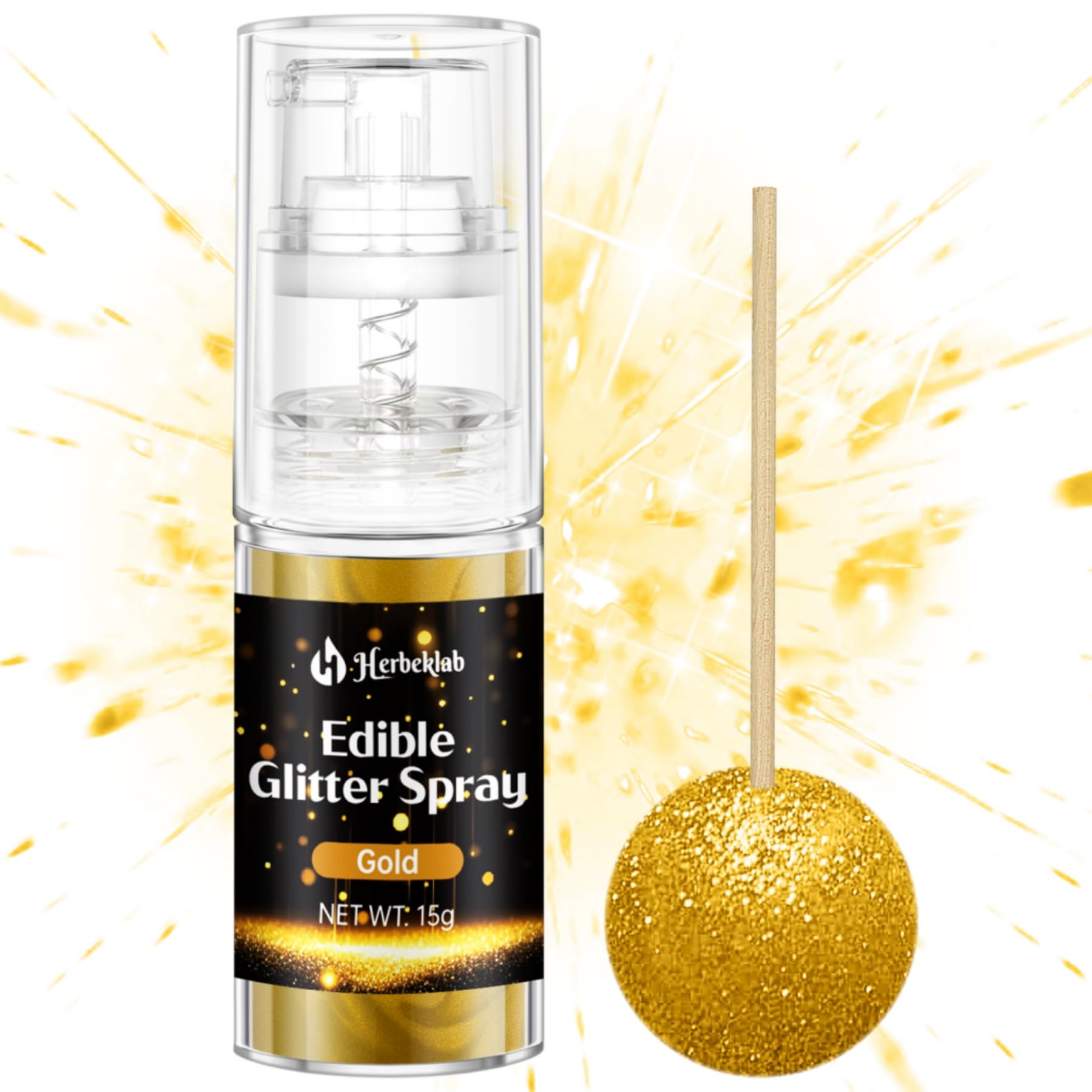 Gold Edible Glitter Spray - 15g Edible Gold Glitter for Cakes Food Grade Metallic Shimmer Powder Cake Sprinkles for Cookie Decor