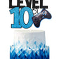 Caiwowo Level 10 Game Birthday Cake Topper - Blue Paper Decoration for Boys 10th Birthday Party