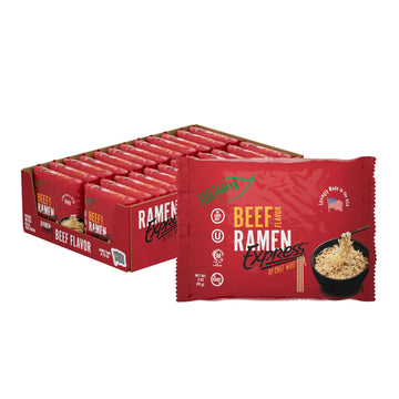 RAMEN EXPRESS Beef Flavor Ramen Noodle Packs, 3 Oz Each (Pack Of 24) by Chef Woo | Vegetarian Ramen Noodles | No MSG | Halal | E