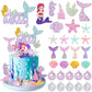 Lukinuo Mermaid Cake Toppers For Girl 30Pcs Little Mermaid Figurine Under The Sea Ocean Cake Decor Seaweed Bubble Starfish Shell