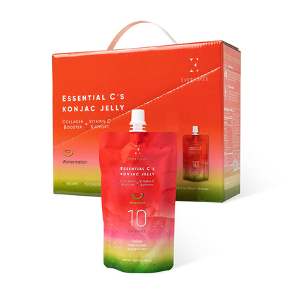 EVERYDAZE Essential Cs Konjac Jelly | Watermelon | Vegan Collagen Peptides and Vitamin C | Gluten Free, Sugar Free, Low Calorie 