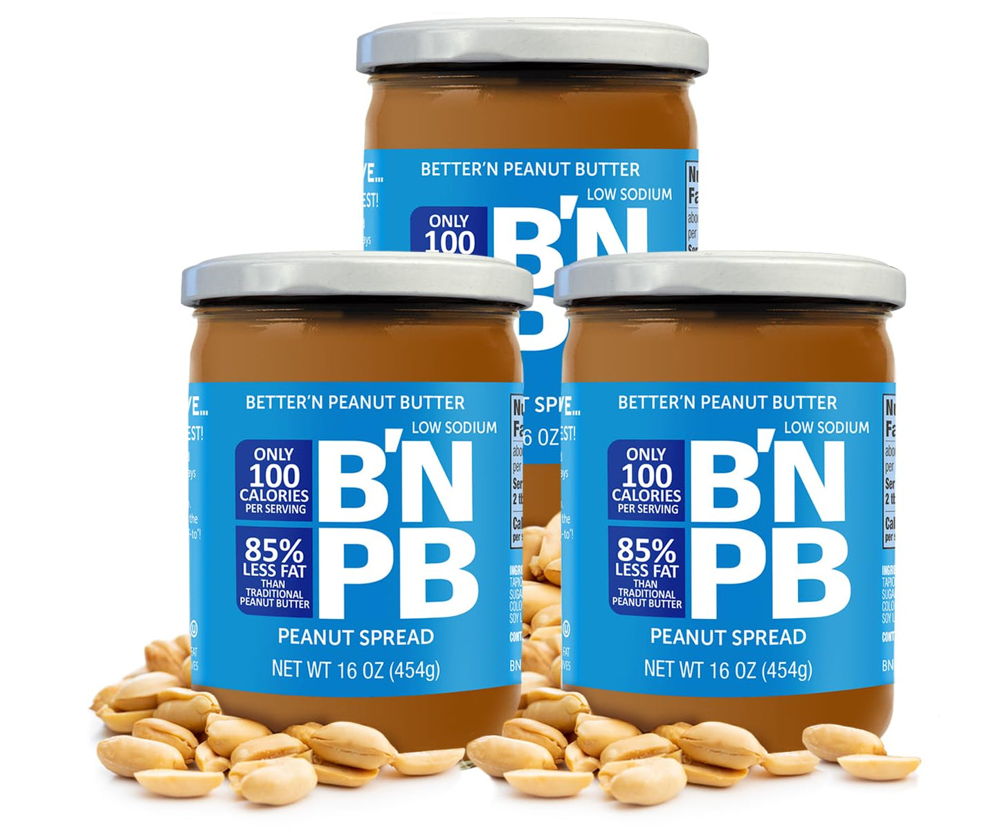 Low Fat and Low-Sodium Peanut Butter Spread by Bettern Peanut Butter, Creamy Low-Calorie Peanut Spread with No Saturated Fat, Gl