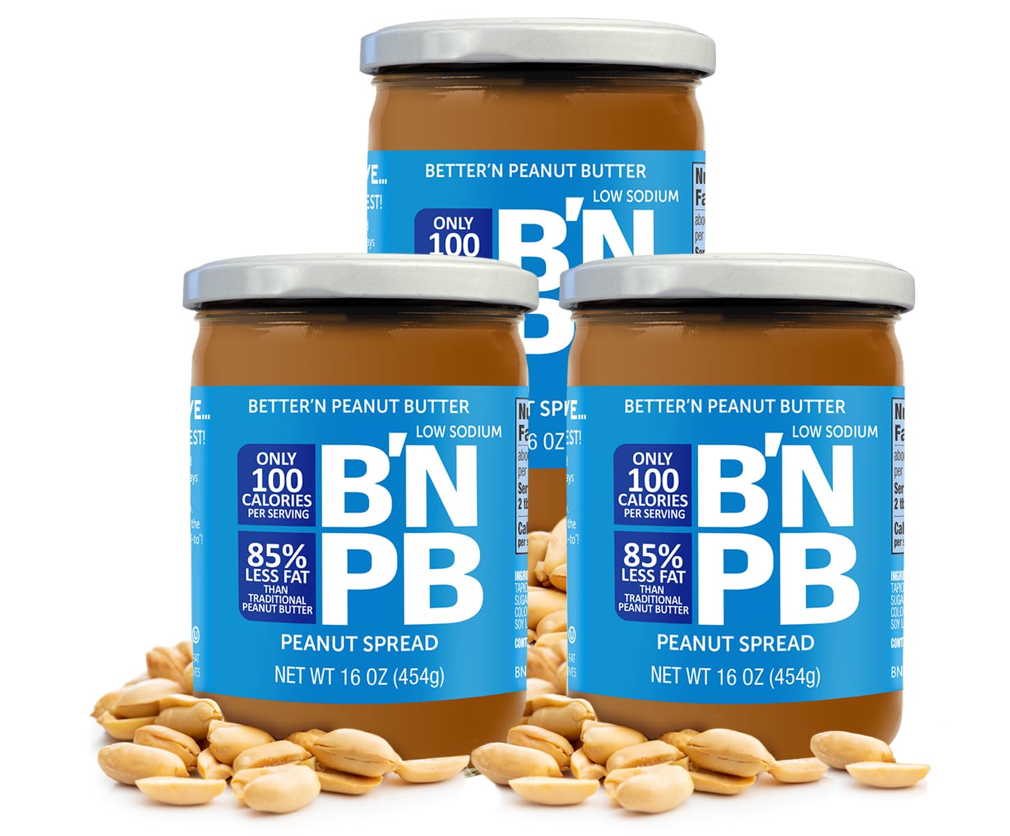 Low Fat and Low-Sodium Peanut Butter Spread by Bettern Peanut Butter, Creamy Low-Calorie Peanut Spread with No Saturated Fat, Gl