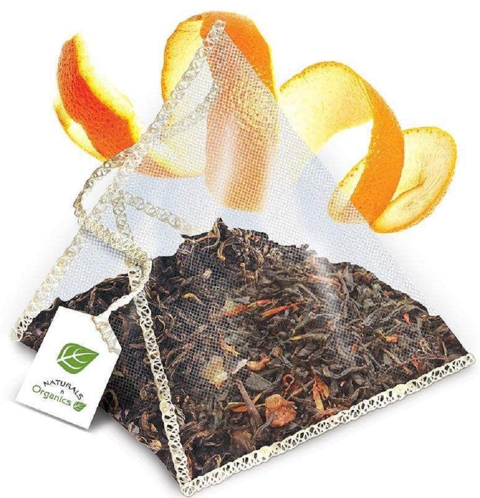 Naturals-n-Organics Organic Bergamot Citrus Earl Grey Tea, 24 Biodegradable Pyramid Bags, 24 Count
