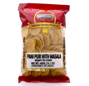 Hemani Pani Puri - Coins - Comes With Masala - Ready To Cook - 400G (14.1 Oz) - All Natural, Vegan & Non-Gmo - Indian Origin