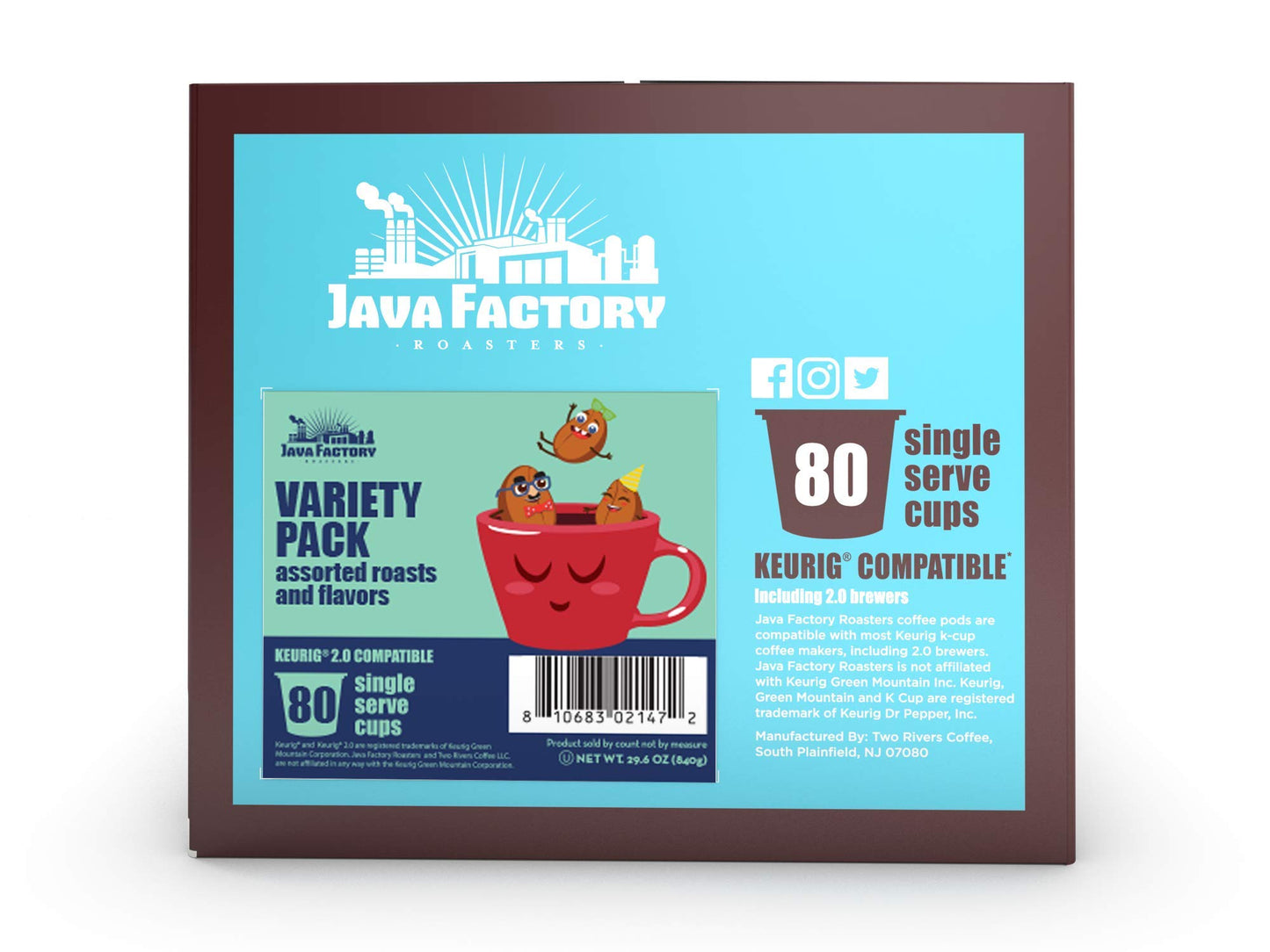 Java Factory Coffee Pods Compatible with K Cup malt-inspired Including 2.0  Assorted Variety Pack  80 Count