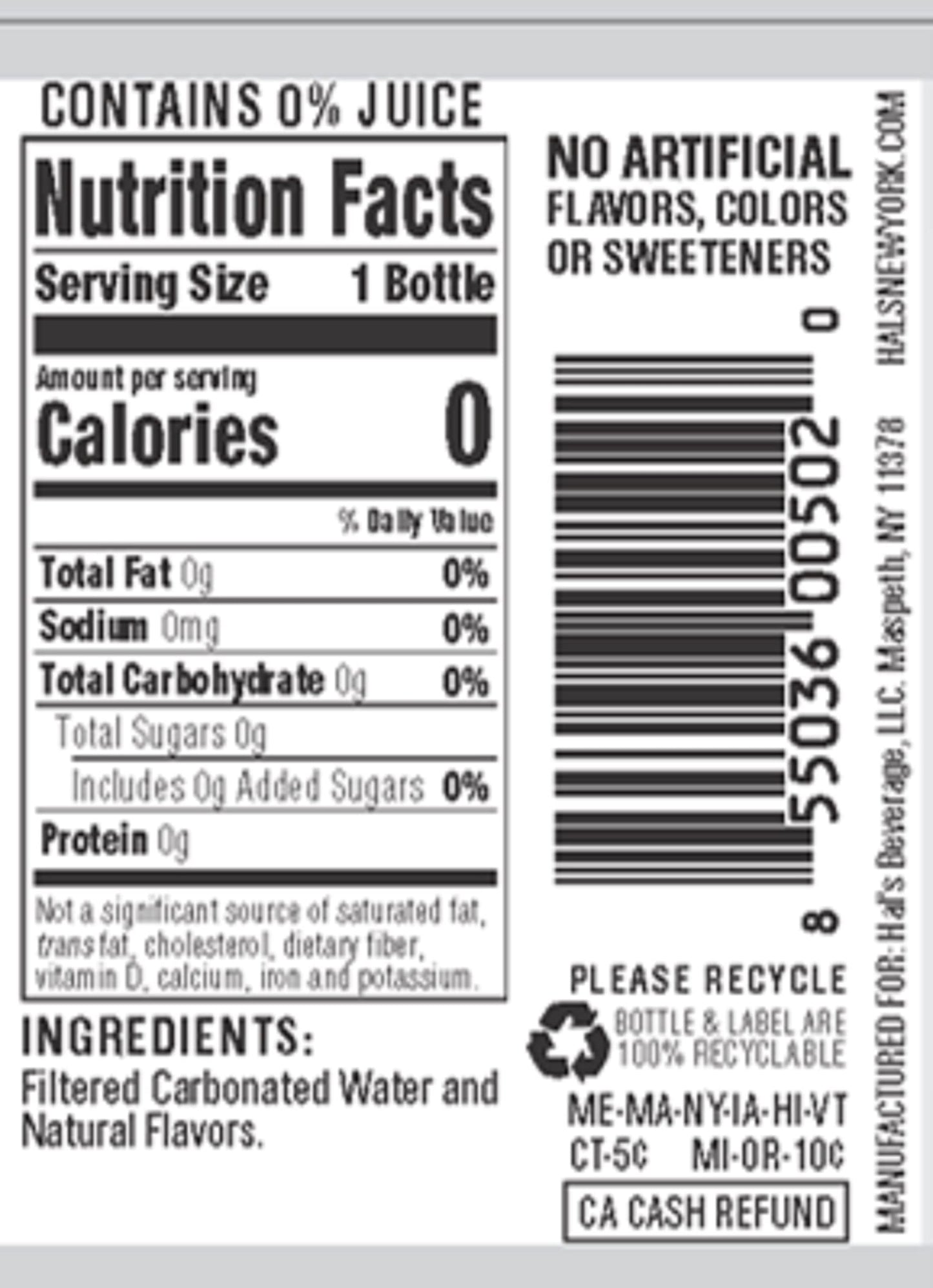 Hal's New York Seltzer Carbonated Lime Flavored Sparkling Water, Zero Sugar, Zero Calorie, Zero Carbs, 20 Fl Oz (Pack of 24)