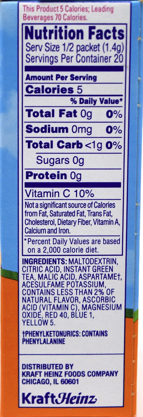 Crystal Light On The Go Peach Mango Green Tea (Pack Of 4) Gluten Free - New 2016 Packaging