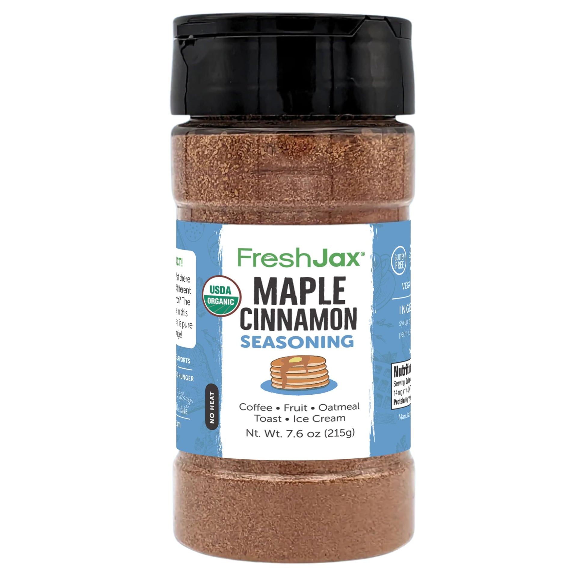 FreshJax Organic Maple Cinnamon Topping (7.6 oz) - Sweet Maple Spice for Coffee, Popcorn & Baking, Gourmet Seasoning