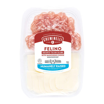 Creminelli Sliced Itallian Felino Salami with Manchego Cheese, Nutmeg and Pepper Flavored, Sandwich Meat, Deli Meat, Fermented &