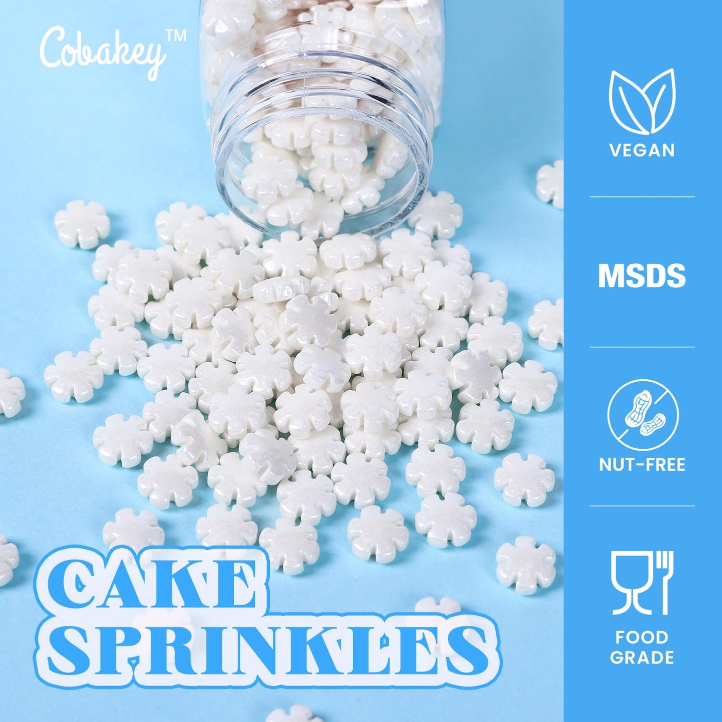 White Sprinkles For Cake Decorating 3.52 Ounce, White Snowflake Sprinkles Perfect For Cupcake Toppers Wedding Party Valentines H