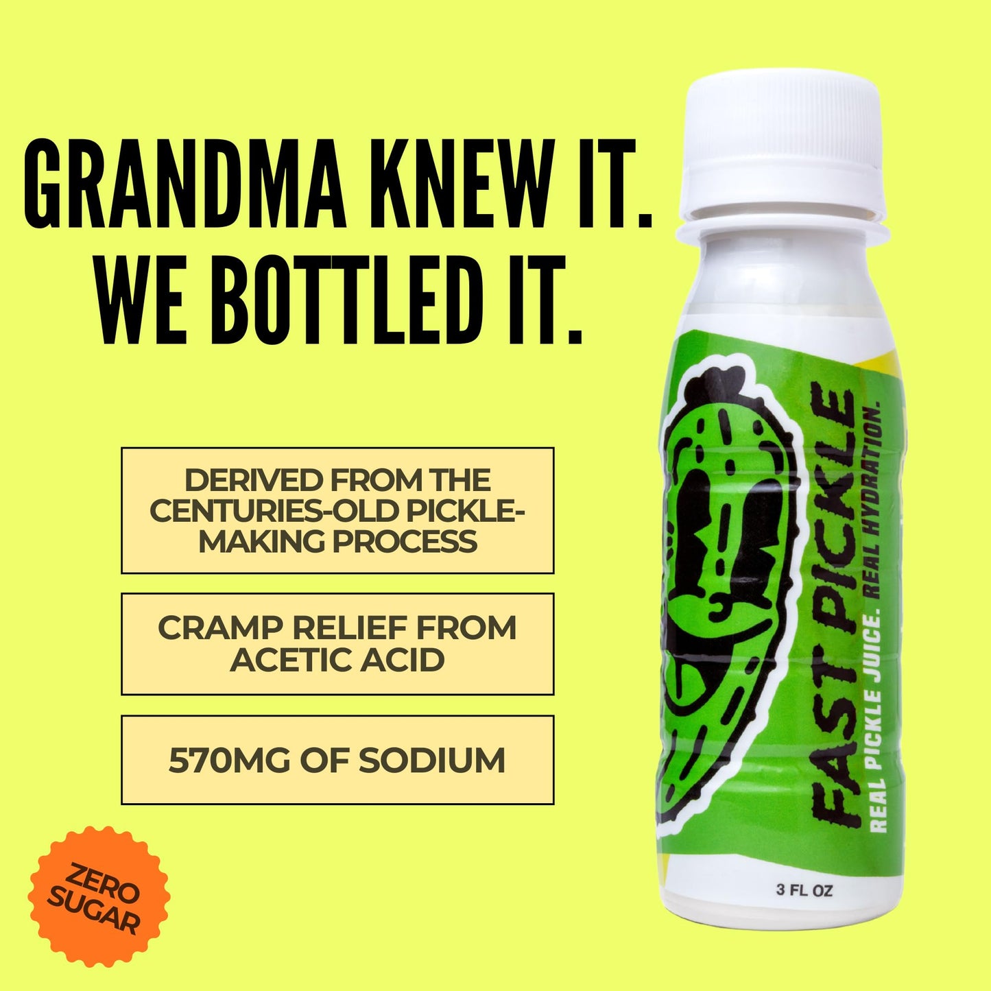Fast Pickle Juice Pickle Shots For Leg Cramps Relief - Hydration & Electrolyte Support  No Sugar  Natural Ingredients - 3 Oz  6 Pack