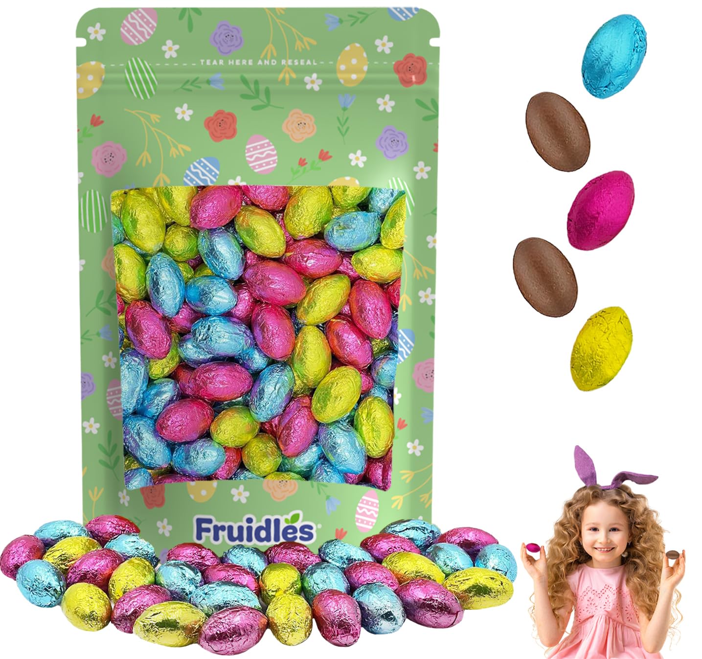 The Dreidel Company Easter Chocolate Eggs, Multicolored Foil Wrapped Milk Chocolate, Kosher Certified Dairy (1 Pound)