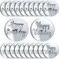 Blulu Acrylic Cake Toppers - 20 Pieces Round Engraved Disc for Cupcake Decoration, Silver