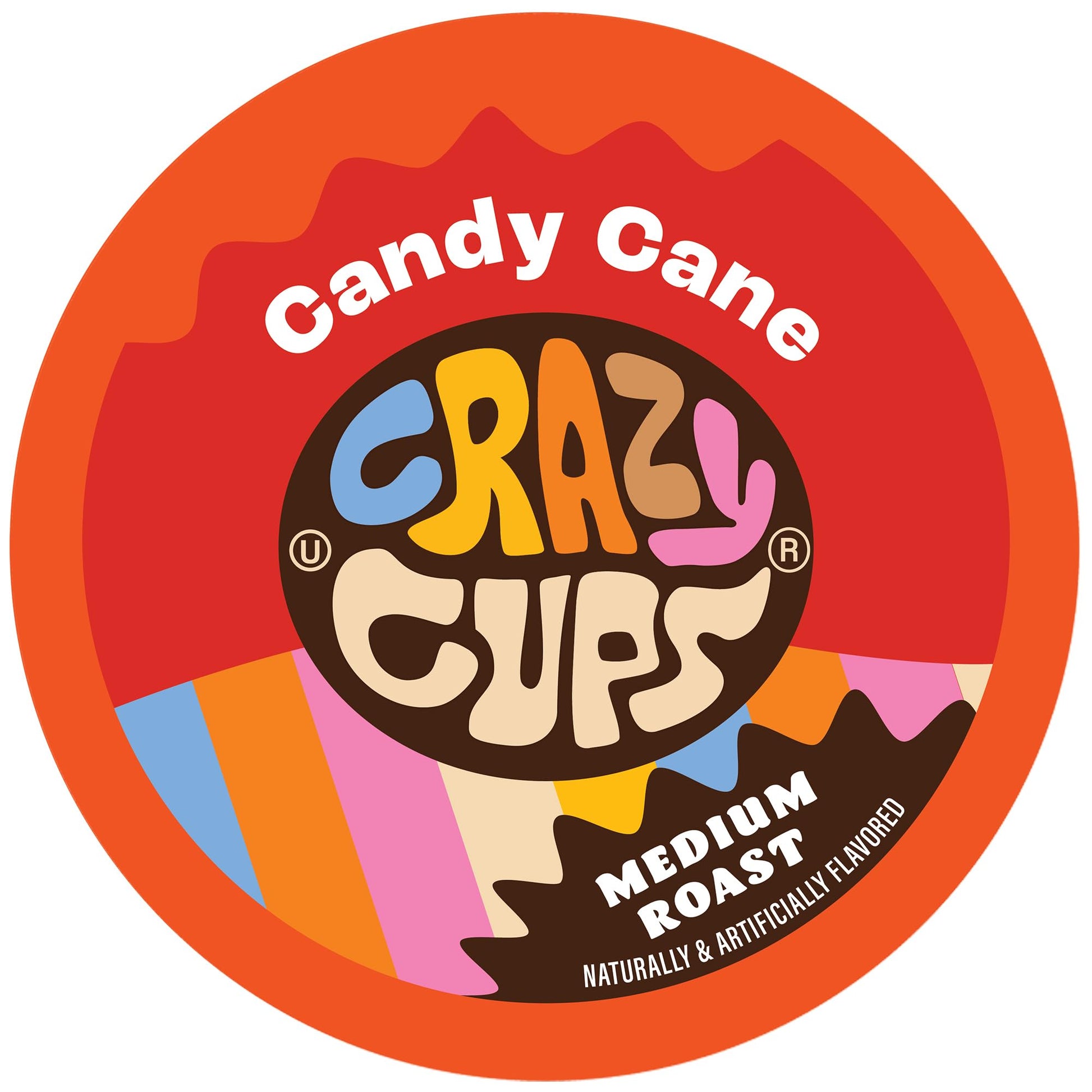 Crazy Cups Candy Cane Flavored Coffee Pods, Medium Roast, 22 Count, Compatible with Keurig K Cup Brewers