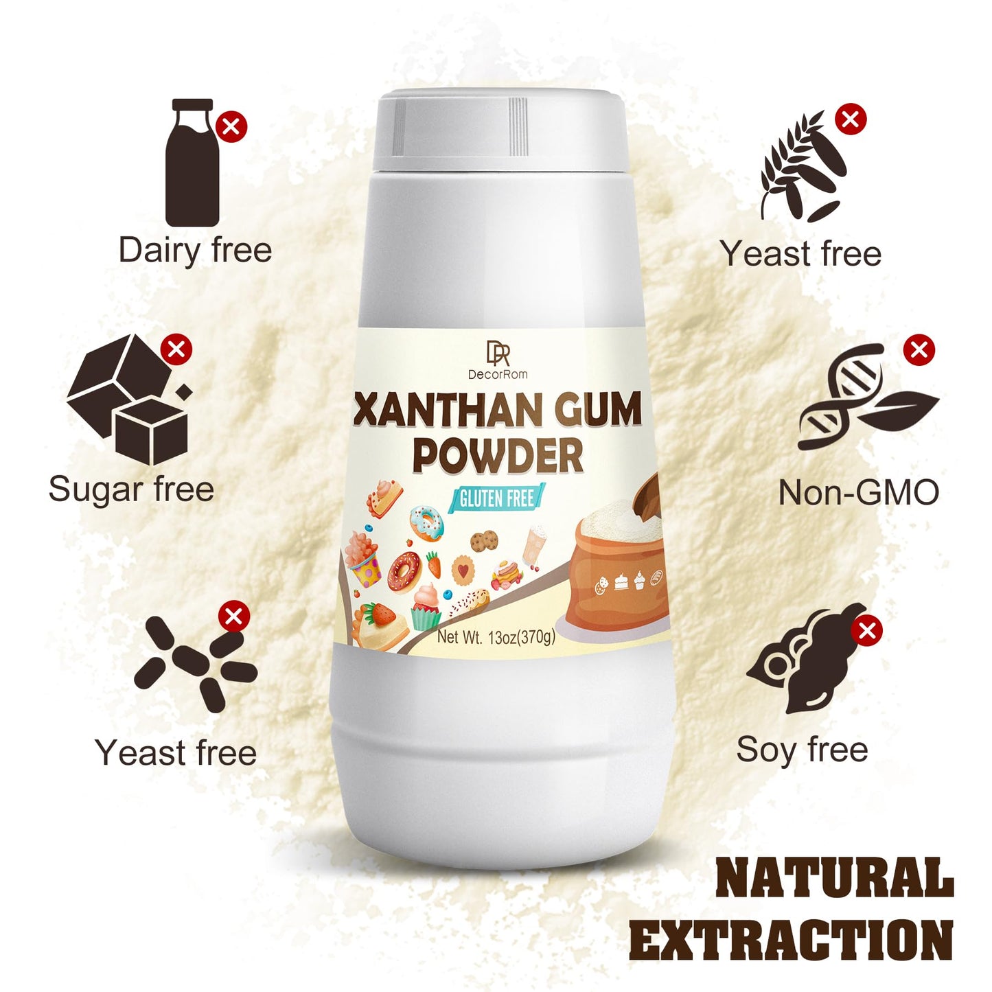 DecorRom Xanthan Gum Powder - Gluten Free & Keto Friendly Thickener - 13oz