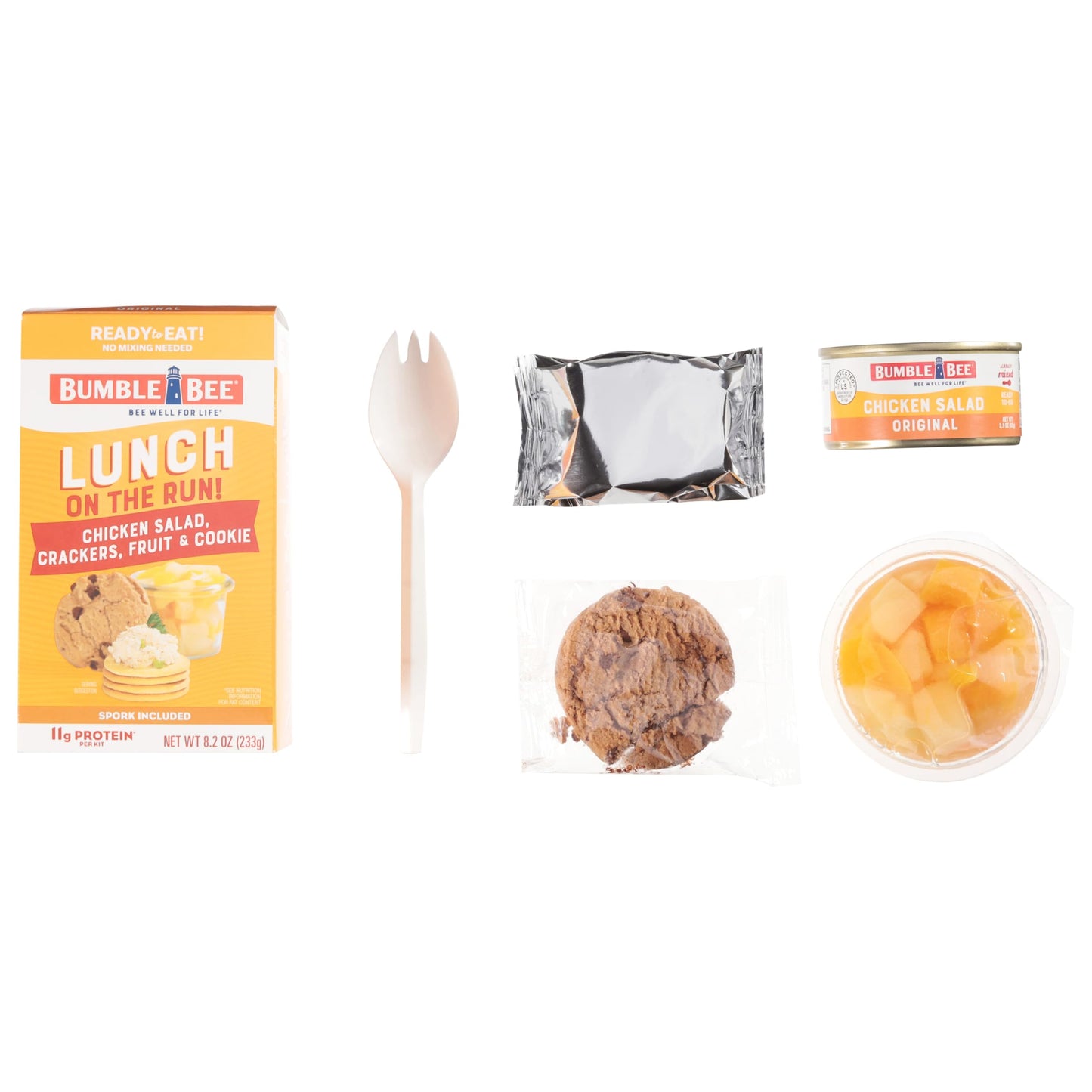 Bumble Bee Lunch On The Run Chicken Salad with ers Kit  8.2 oz - Ready to Eat  Includes ers  Cookie & Mixed Fruit - Shelf Stable & Convenient Source of Protein