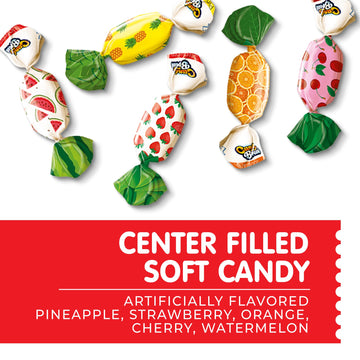Candy Break Toffix Center-Filled Soft Fruit Chews Candy (24.7Oz) - Orange, Strawberry, Pineapple, Watermelon, Apple Flavored - I